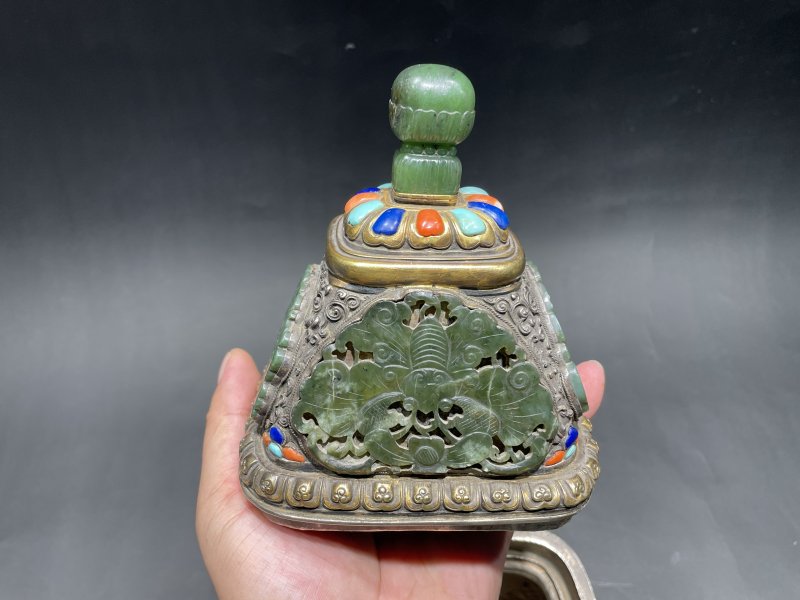 清道光 银鎏金嵌百宝熏炉 - 图5