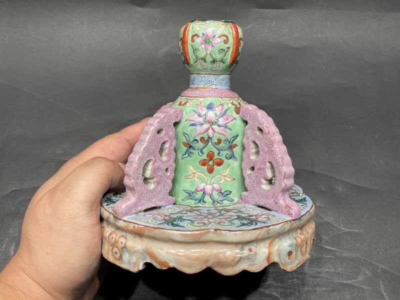 清乾隆 洋彩西番莲纹器座 - 图4