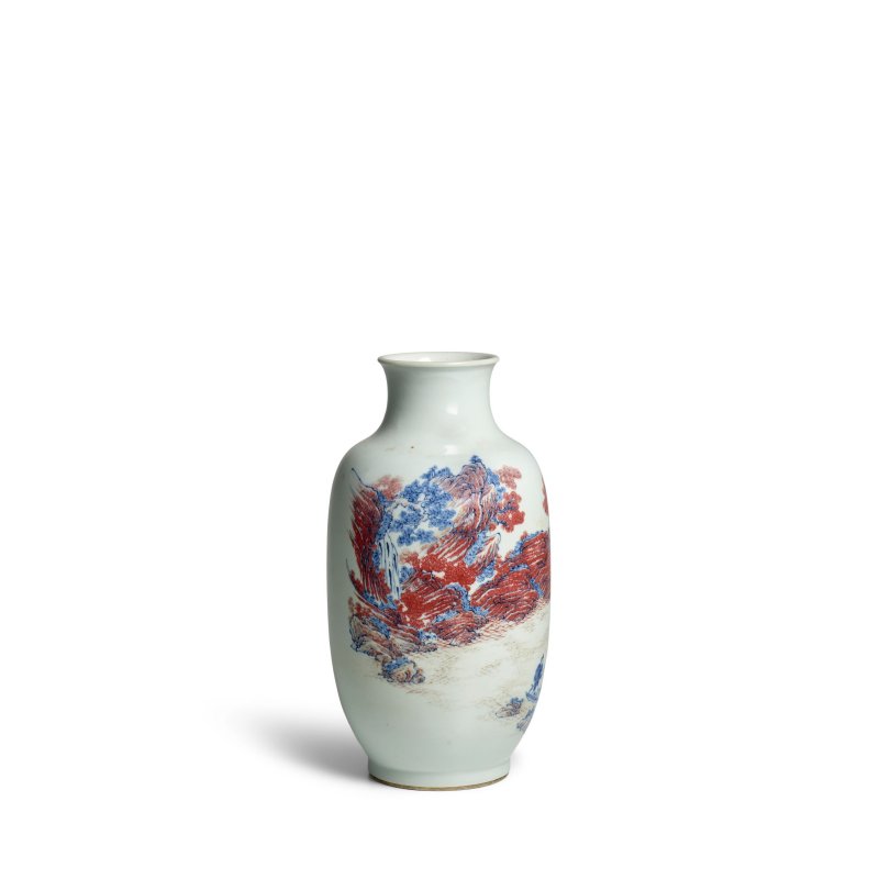 十九世紀 青花釉裏紅山水漁樂圖罐 | AN UNDERGLAZE COPPER-RED AND BLUE 'FISHERMAN' VASE - 图3