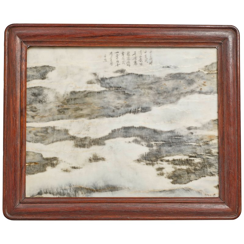 清 木框雲石題詩挂屏 | AN INSCRIBED DREAMSTONE PANEL