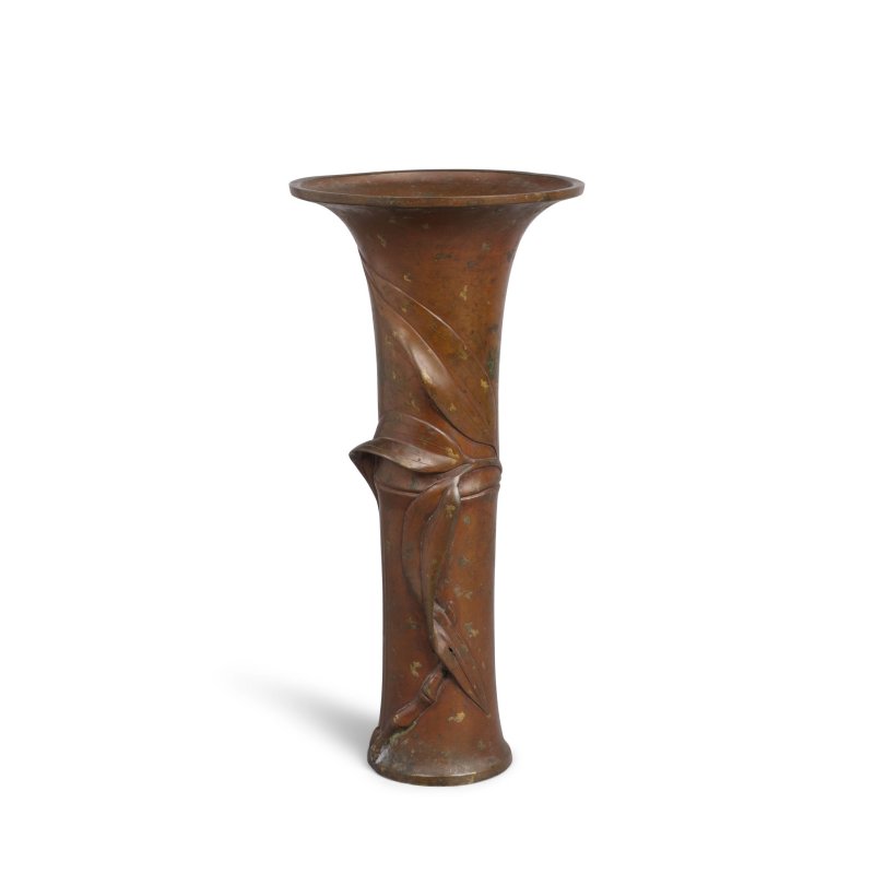 A JAPANESE GOLD-SPLASHED BRONZE VASE