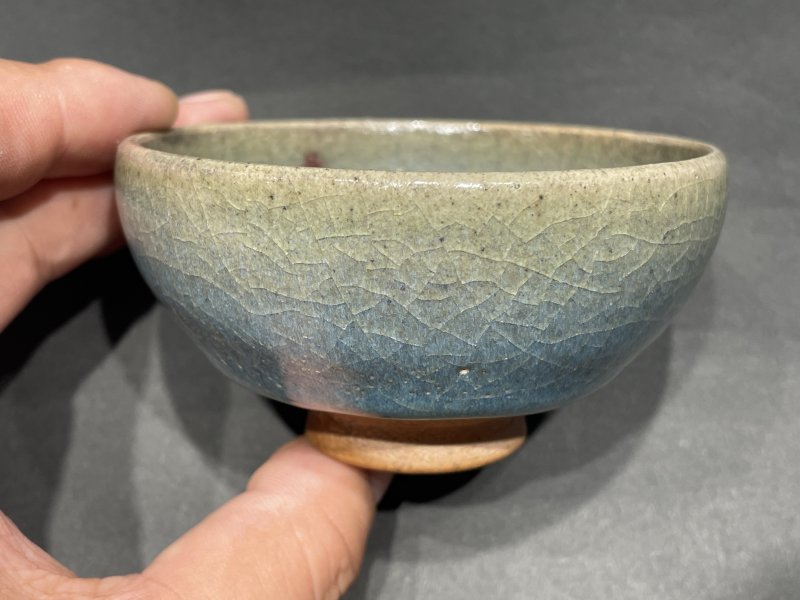 明 钧窑红斑茶碗 - 图2