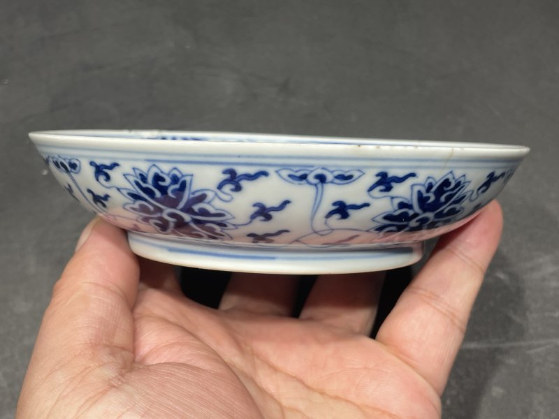 清光绪 青花缠枝莲纹盘一对 - 图12