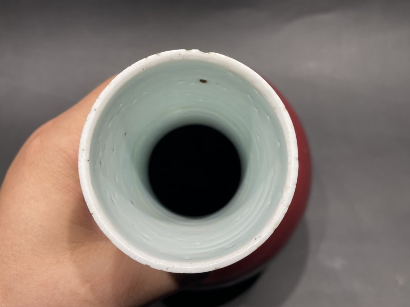 清乾隆 霁红釉天球瓶 - 图8