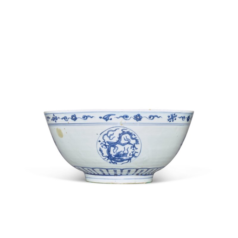 明末 青花團龍紋大盌 - 图4