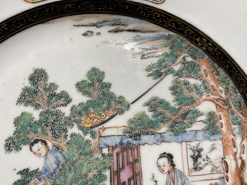 清雍正 广珐琅彩仕女采桑图盘 - 图6