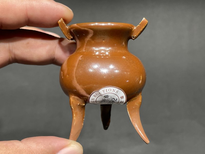 十七世纪 紫金釉三足鼎式炉（老木盖） - 图2