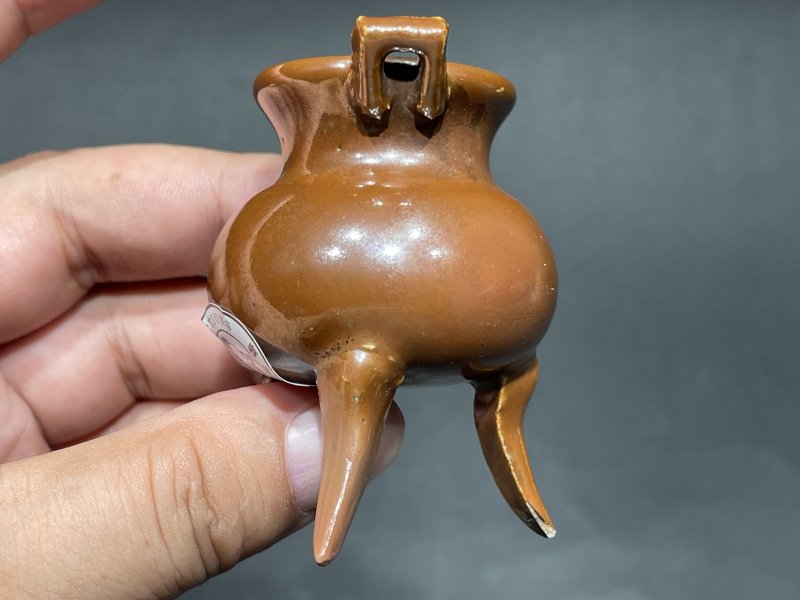 十七世纪 紫金釉三足鼎式炉（老木盖） - 图3