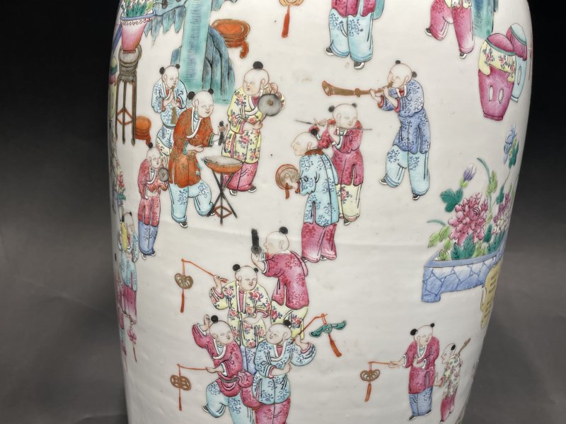 清光绪 粉彩婴戏图观音尊 - 图8