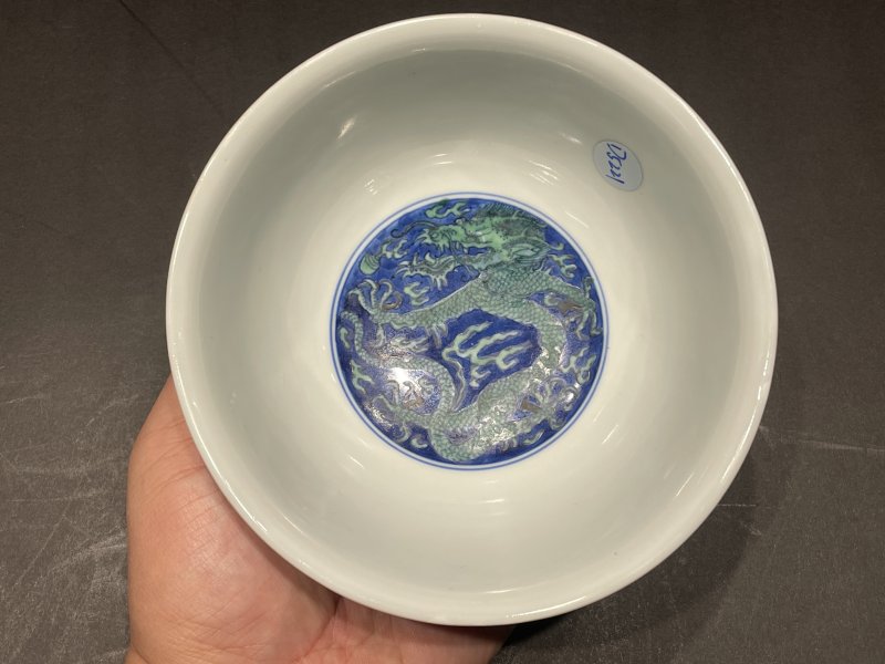 清康熙 青花绿龙碗 - 图6