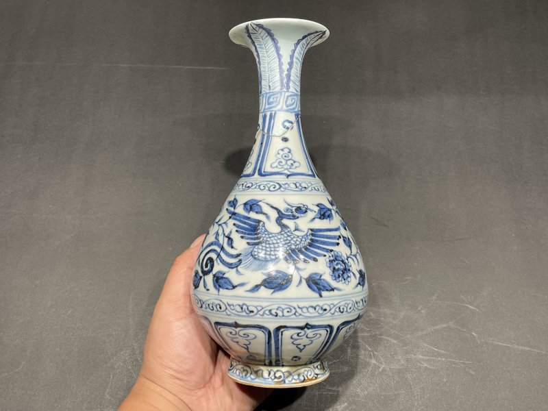 元 青花凤纹玉壶春瓶 - 图2