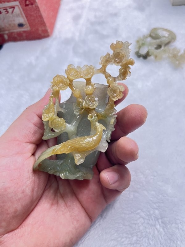翡翠雕凤鸟花卉纹盖瓶 - 图8