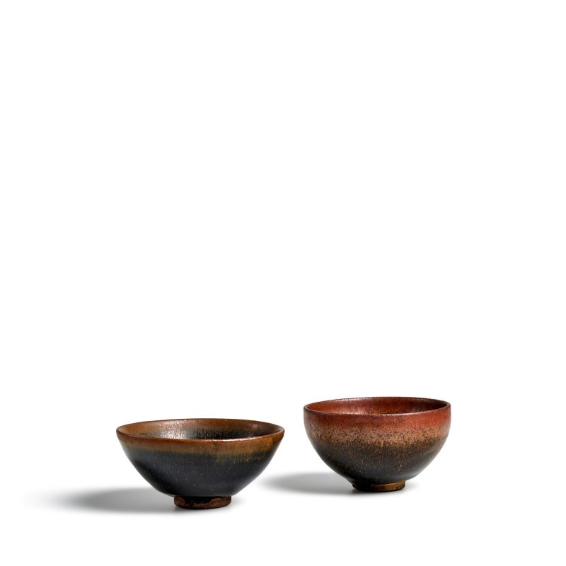 南宋 建窯兔毫盞兩只 | TWO SMALL JIAN 'HARE'S FUR' TEA BOWLS