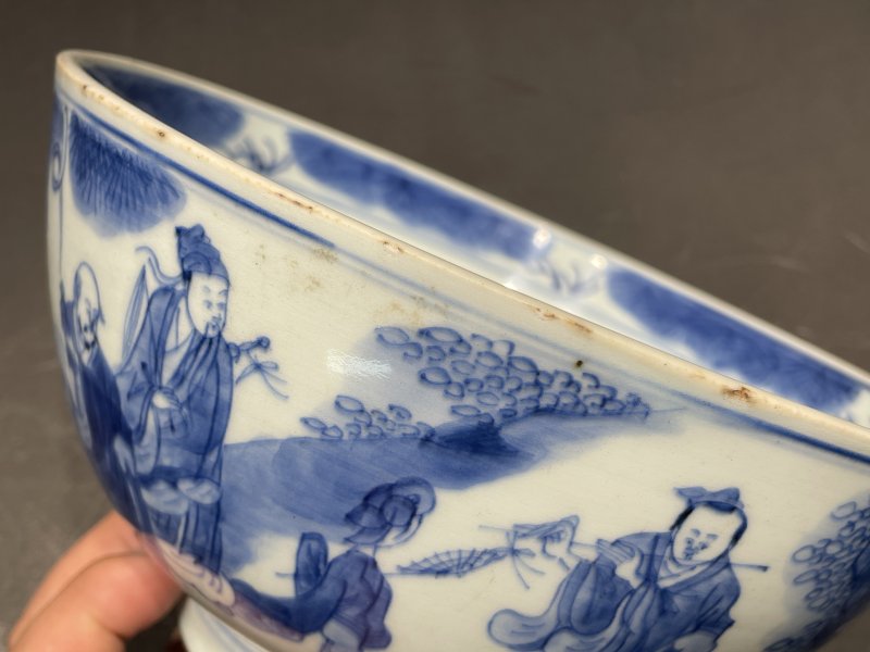 清康熙 青花八仙祝寿图碗 - 图10