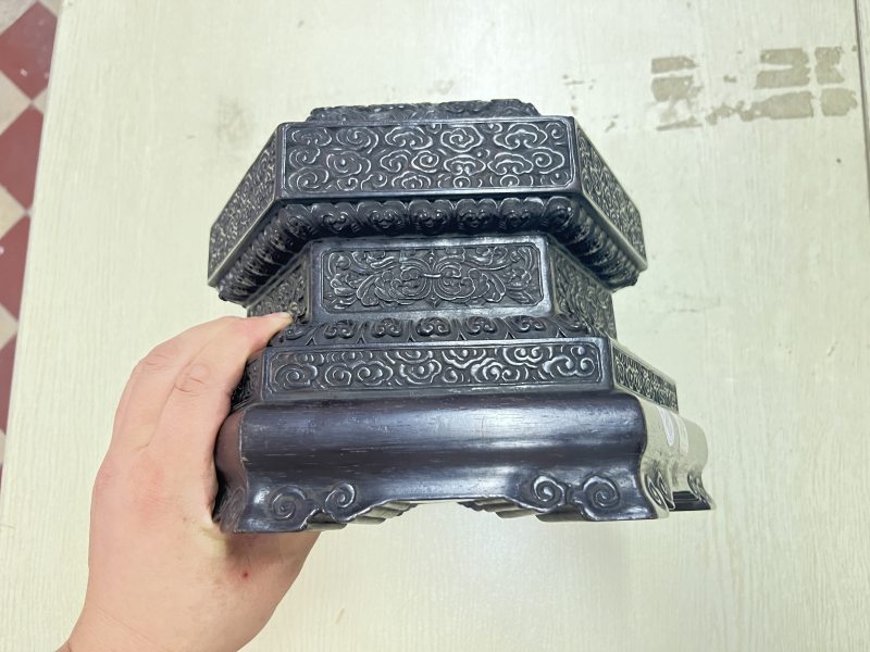 红木卷云纹八方弥勒座 - 图4