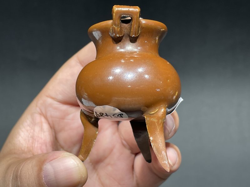 十七世纪 紫金釉三足鼎式炉（老木盖） - 图5