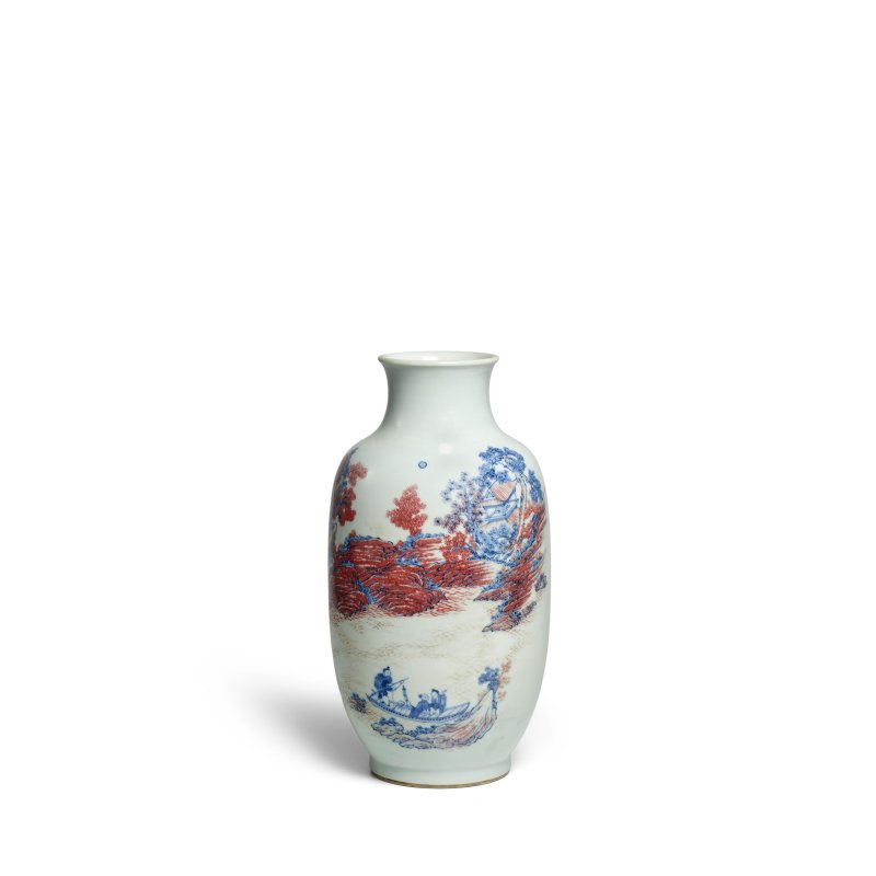 十九世紀 青花釉裏紅山水漁樂圖罐 | AN UNDERGLAZE COPPER-RED AND BLUE 'FISHERMAN' VASE - 图8
