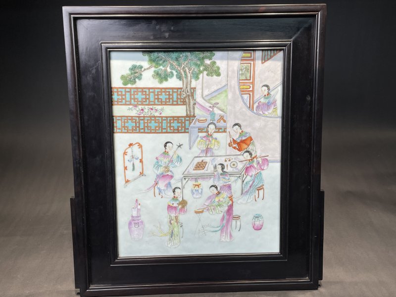 清乾隆 粉彩金线池人物故事图插屏 - 图2