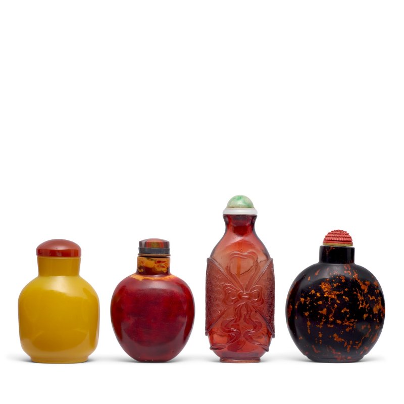 1850-1940 料胎鼻煙壺四件 | FOUR GLASS SNUFF BOTTLES