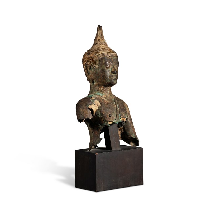 A bronze bust of Buddha, Thailand, U-Thong style, 14th / 15th century - 图3