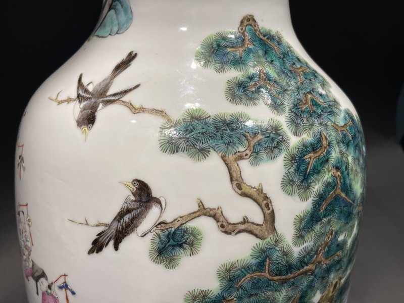 清光绪 粉彩婴戏图观音尊 - 图11