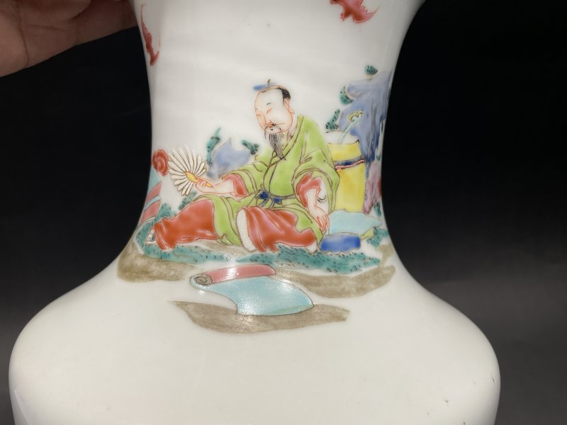 清雍正 粉彩西厢记人物故事图棒槌瓶 - 图8