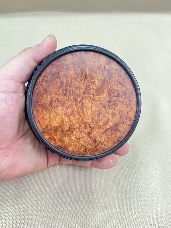 紫檀镶樱木面卷草纹圆形器座 - 图2