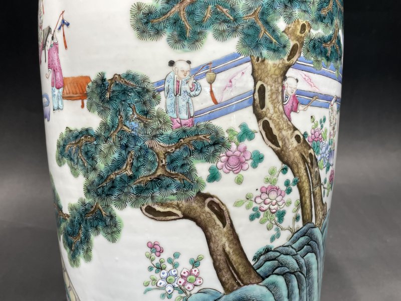 清光绪 粉彩婴戏图观音尊 - 图12