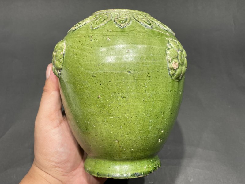 明 巩县窑贴塑宝象花蝉纹罐 - 图4