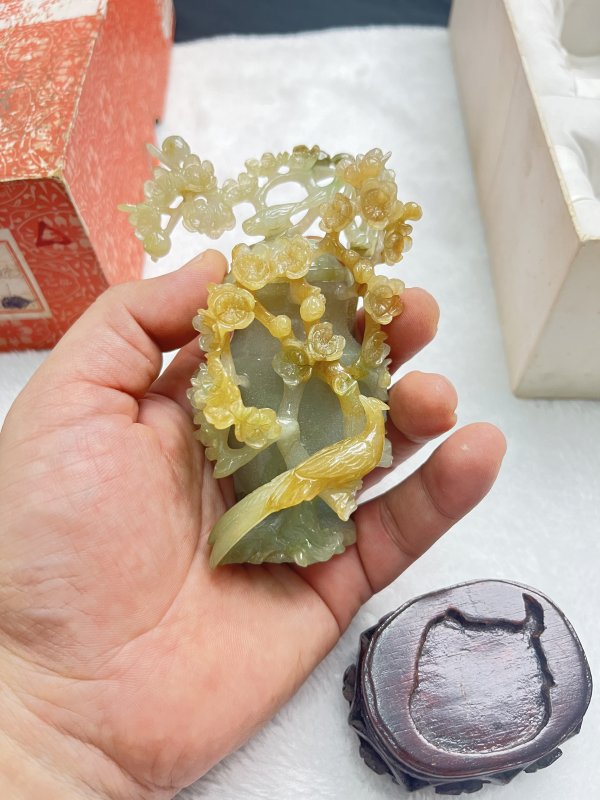 翡翠雕凤鸟花卉纹盖瓶 - 图3