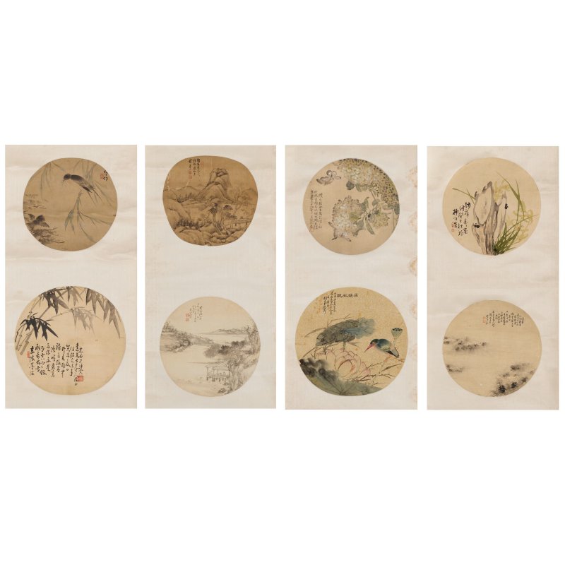 （款）居巢（1811-1865）/俞廉三（1841-1912）等晚清八家 花鳥團扇面八幀 立軸四聯屏 | VARIOUS LATE-QING ARTISTS - 图6