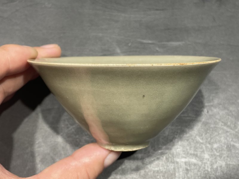 明 耀州青釉斗笠盏 - 图2