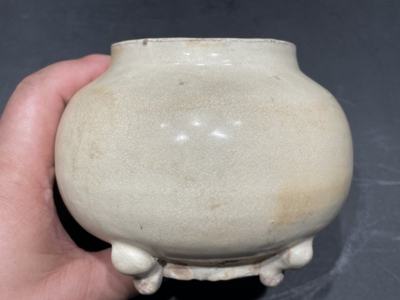 明 巩县窑白釉黄釉围棋罐一对 - 图4