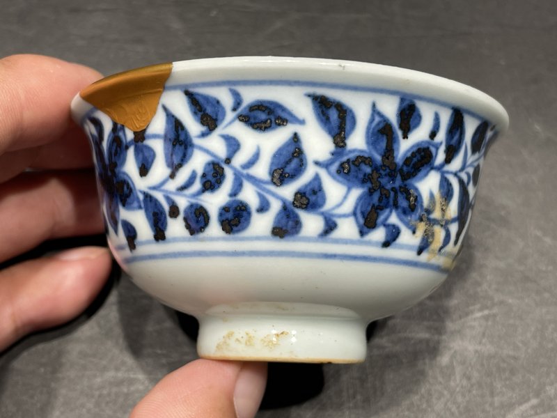元 青花菊纹茶圆 - 图4