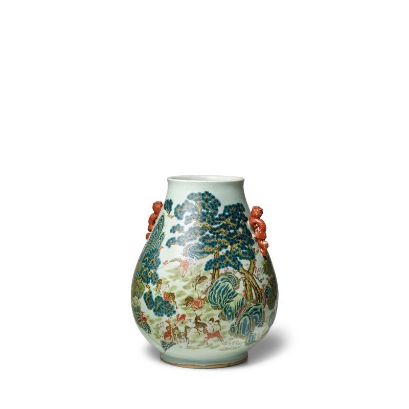 晚清 粉彩百鹿尊 | A FAMILLE-ROSE 'HUNDRED DEER' VASE - 图7