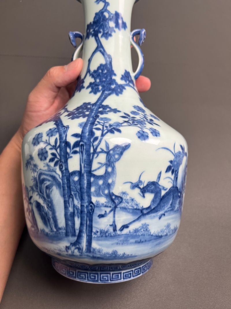清道光  御制青花六合同春如意耳尊 - 图4