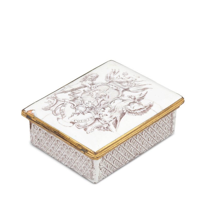 A rare Battersea enamel Anti-Gallican Society snuff box, circa 1753-56 - 图4
