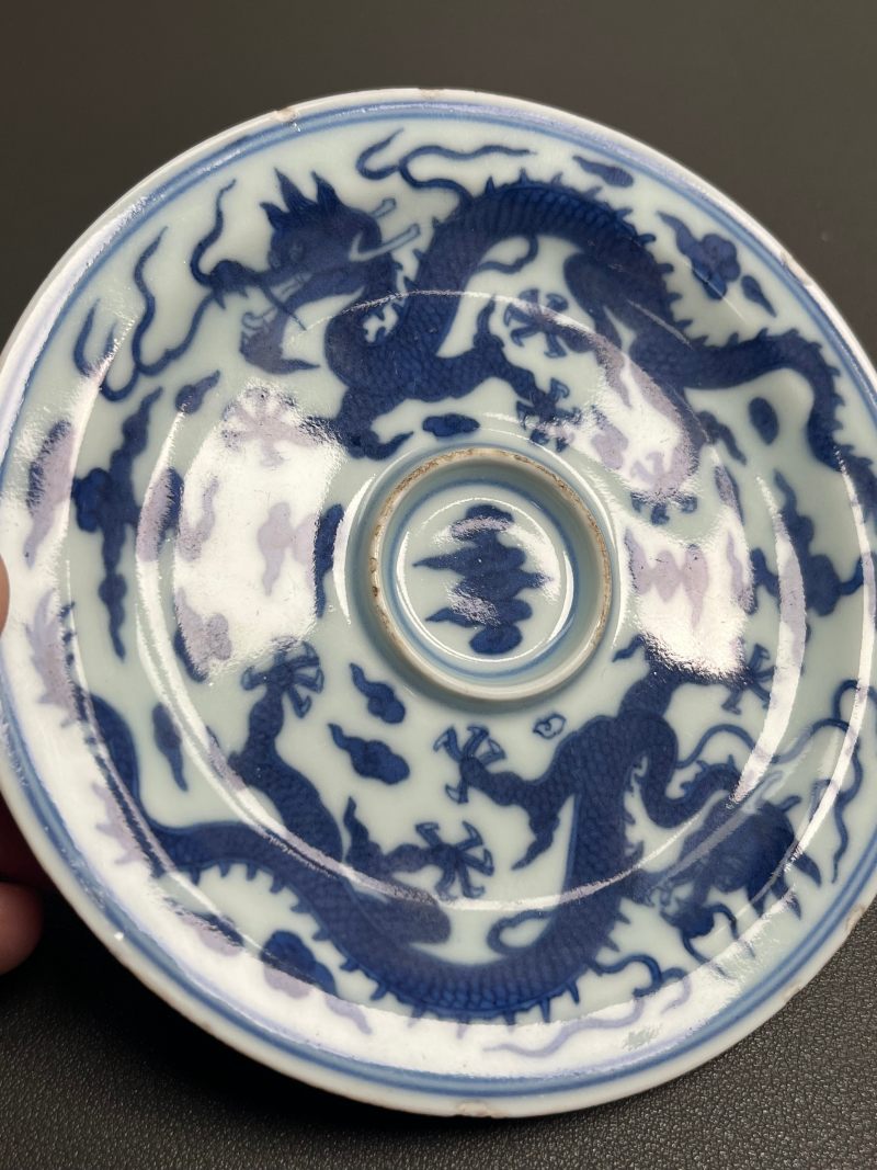 清乾隆  青花云龙纹盏托 - 图6