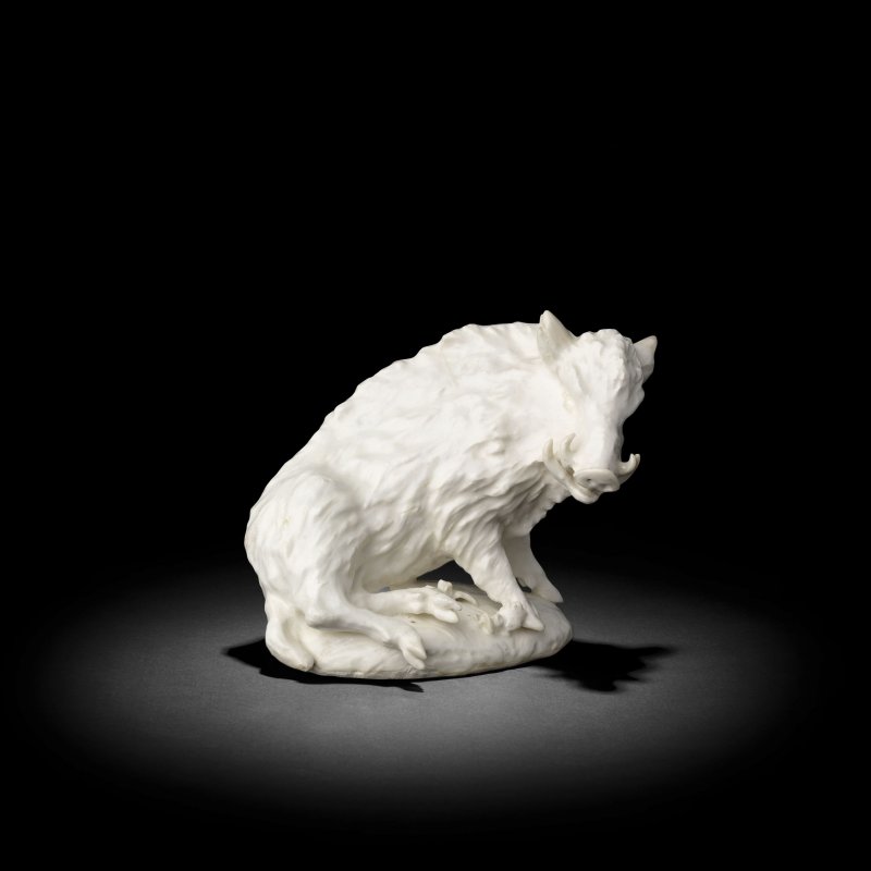A Derby white 'Dry Edge' model of a Florentine Boar, circa 1752-54