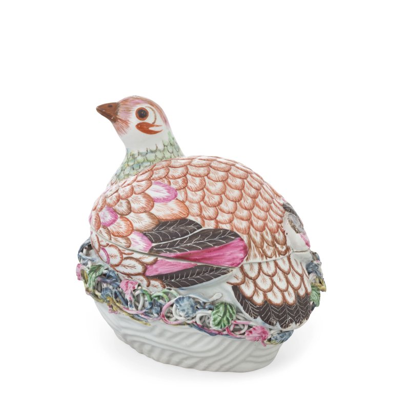 A large Worcester partridge tureen and cover, circa 1754-56 - 图8