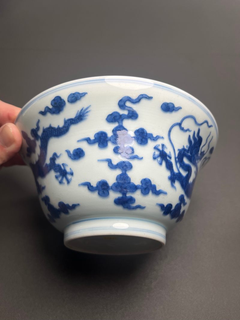 清乾隆  青花云龙纹折腰碗 - 图4