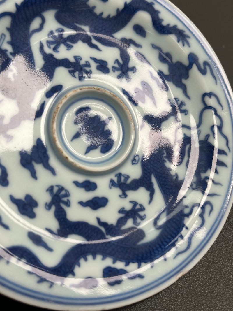 清乾隆  青花云龙纹盏托 - 图7