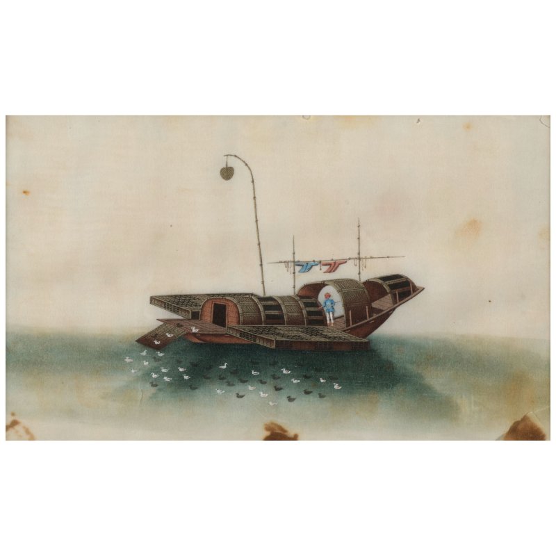佚名 廣東學院畫派 船舶與風景 冊頁八幀 設色紙本 鏡框 十九世紀 | ANONYMOUS, GUANGDONG SCHOOL, 19th century - 图8