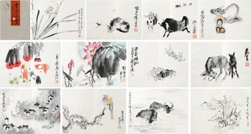    李可染丶潘天壽丶吳作人丶劉海粟丶謝稚柳丶黃冑等 精品十二幀冊頁