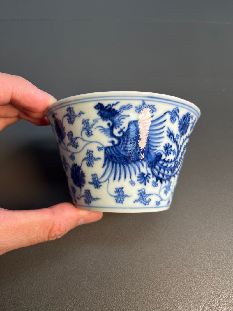 清雍正  青花凤纹马蹄杯 - 图4