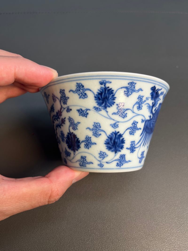 清雍正  青花凤纹马蹄杯 - 图5