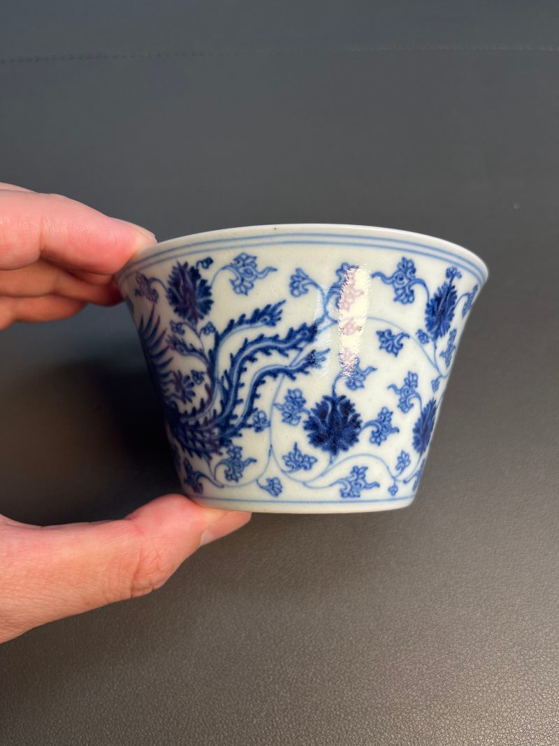 清雍正  青花凤纹马蹄杯 - 图6