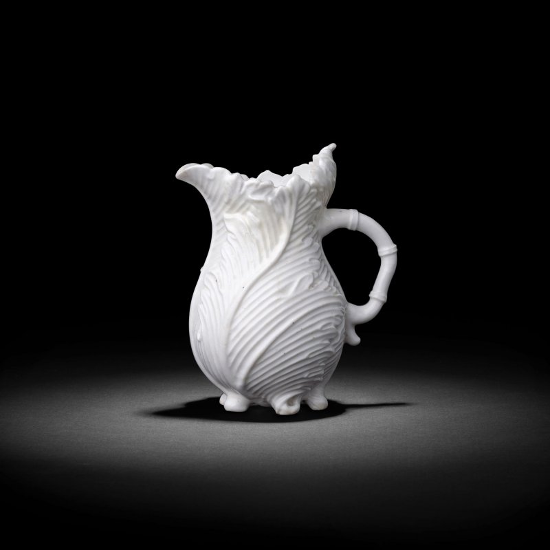 A Chelsea white acanthus or 'Strawberry Leaf' milk jug, circa 1745-49