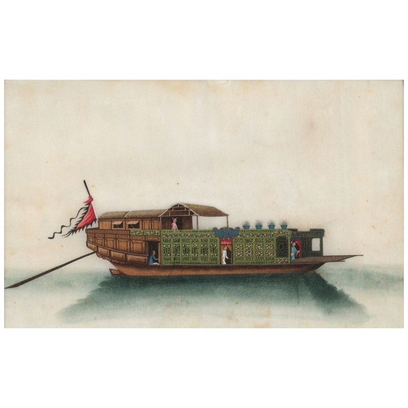 佚名 廣東學院畫派 船舶與風景 冊頁八幀 設色紙本 鏡框 十九世紀 | ANONYMOUS, GUANGDONG SCHOOL, 19th century - 图12