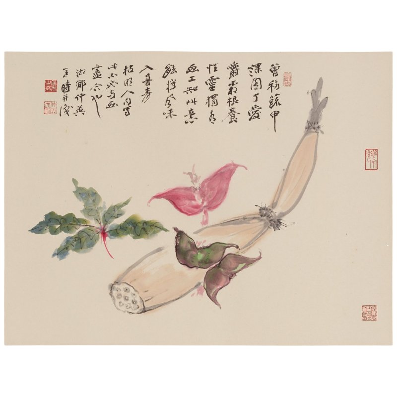 匡仲英（1924-2015） 蔬果圖二幀 設色紙本 鏡心 | KUANG ZHONGYING (KUANG SHI 1924-2015)